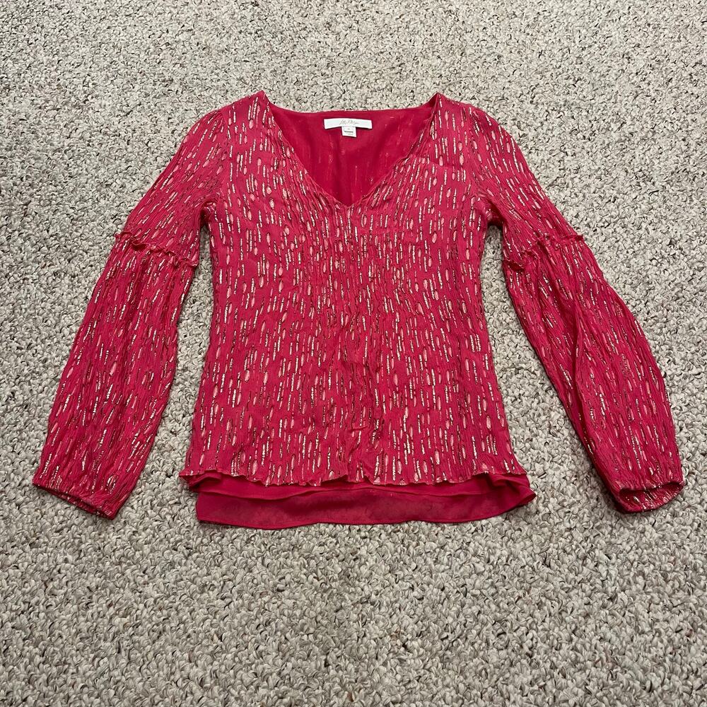 Lilly Pulitzer Cleme Long Sleeve Blouse 6 Pink Gold Passion Fruit Glam Preppy